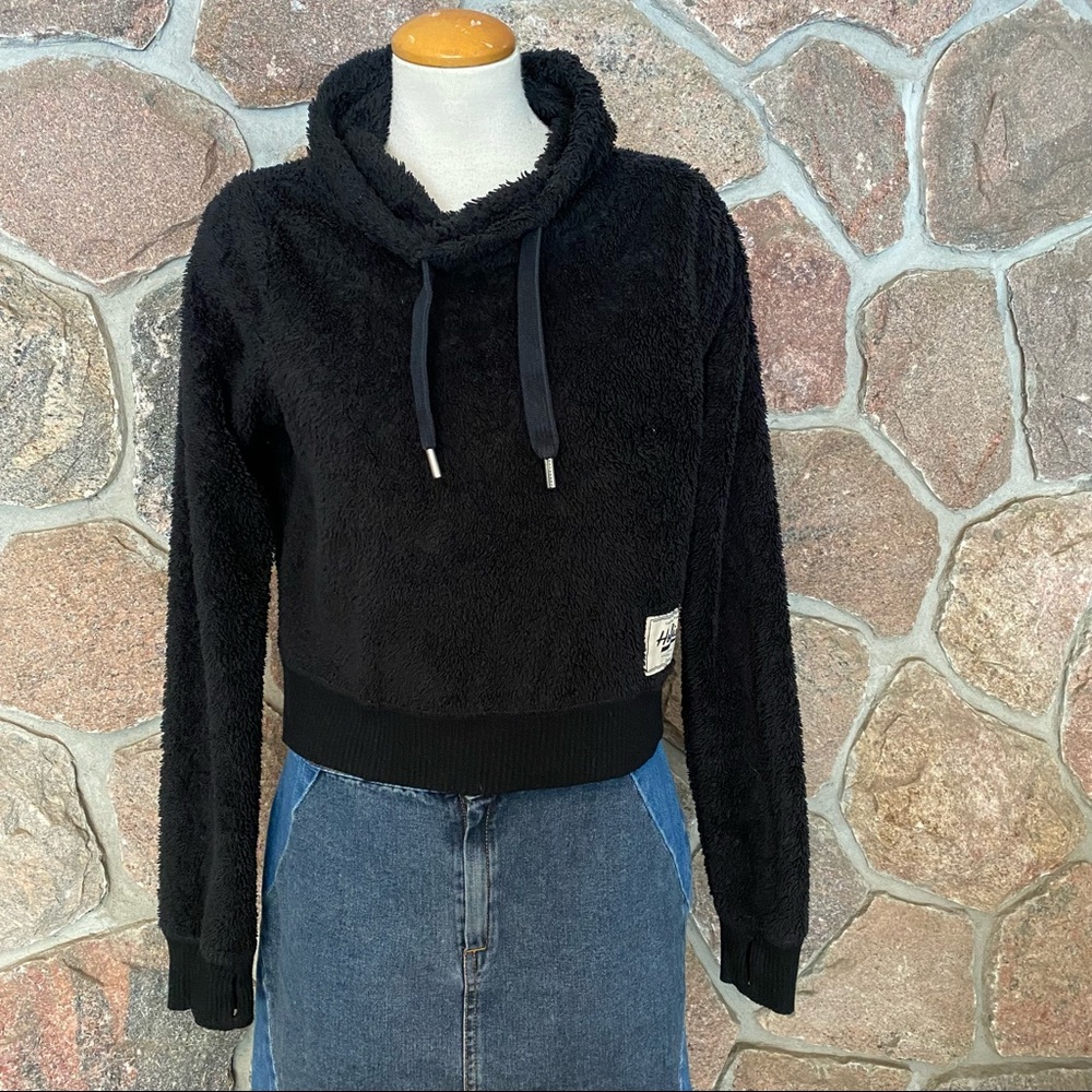 Hollister cropped teddy bear cowl neck sweater